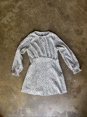 Zara White Dress with Black Floral Print